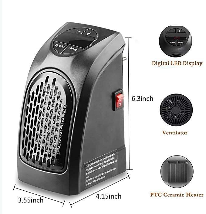 Room Heater Handy Heater for Home, Office, Camper LED Screen 400 Watts Portable Wall Heater Warmer
